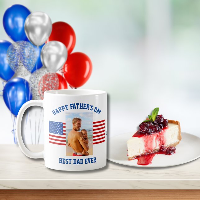 Best Dad Ever Patriotic Red White Blue Photo Coffee Mug (Creator Uploaded)