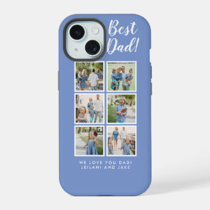 Best Dad Ever Periwinkle Blue 6 Photo Collage iPhone 15 Case