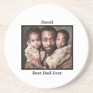 Best Dad Ever Personalise African American Coaster