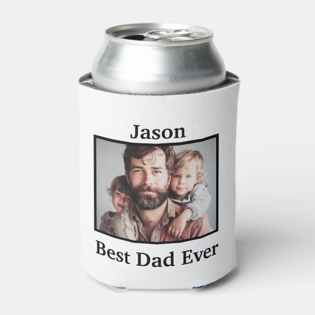 Best Dad Ever Personalise Caucasian American Can Cooler (Can Front)