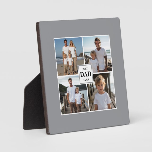 Best dad ever personalised 4 photo template plaque (Front)