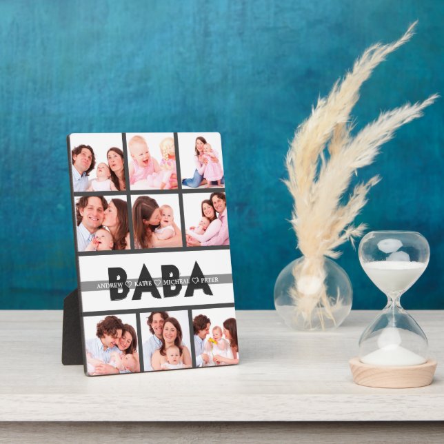Best Dad Ever , Personalised 9 Photo College gift Plaque (Side)