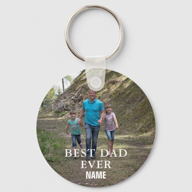 Best Dad Ever Personalised Button Keychain (Front)