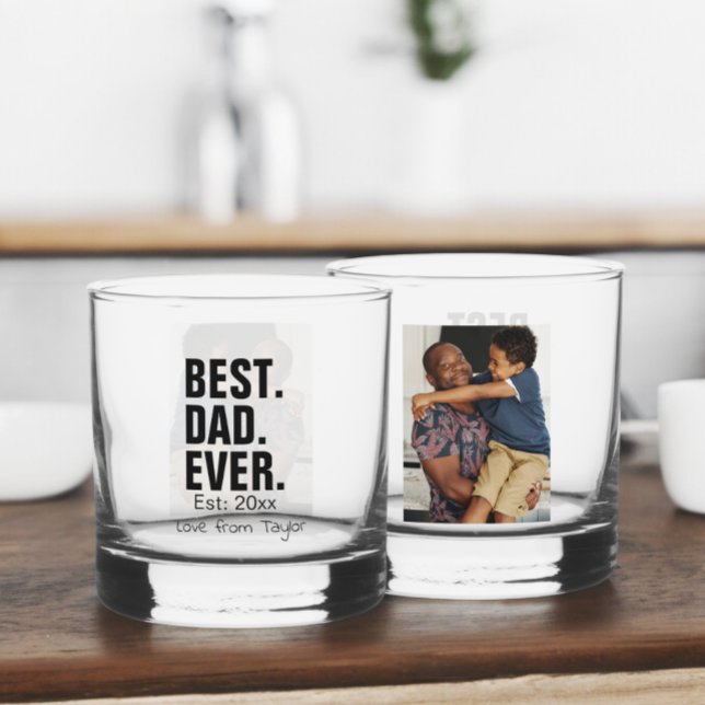 Best Dad Ever Personalised photo and text Whiskey Glass (Best Dad Ever Personalized photo and text Whiskey Glass from Ricaso. Add your own photo and text)