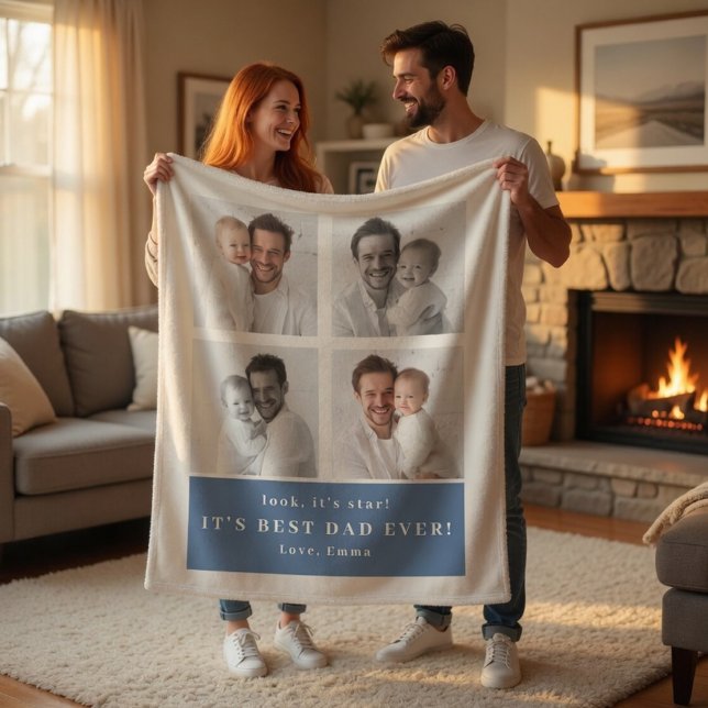 Best Dad Ever Personalised Photo Blanket | Custom  (Creator Uploaded)