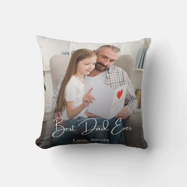 Best Dad Ever Personalised Photo Cushion (Front)