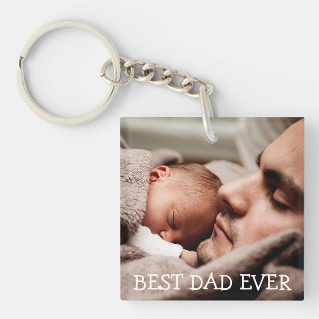 Best Dad Ever Personalised Photo Key Chain (Front)