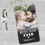 Best Dad Ever Personalised Photo Key Ring<br><div class="desc">Best Dad Ever Personalised Photo Keychain. This personalised vertical rectangle keychain is a meaningful keepsake designed to celebrate Dad and his unique role wherever he goes. Crafted with bold, modern typography, it features "Best Dad Ever" with an option to switch to "Best Dad By Par" for golf fans, making it...</div>