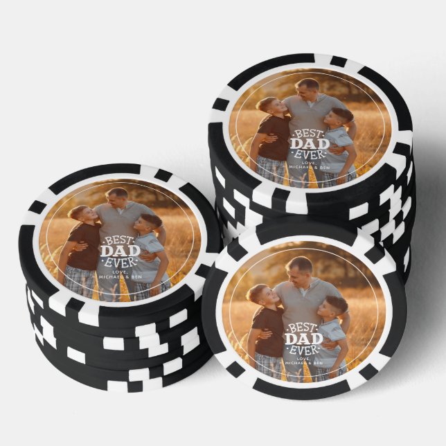 "Best Dad Ever" Personalised Photo Poker Chips (Stack)