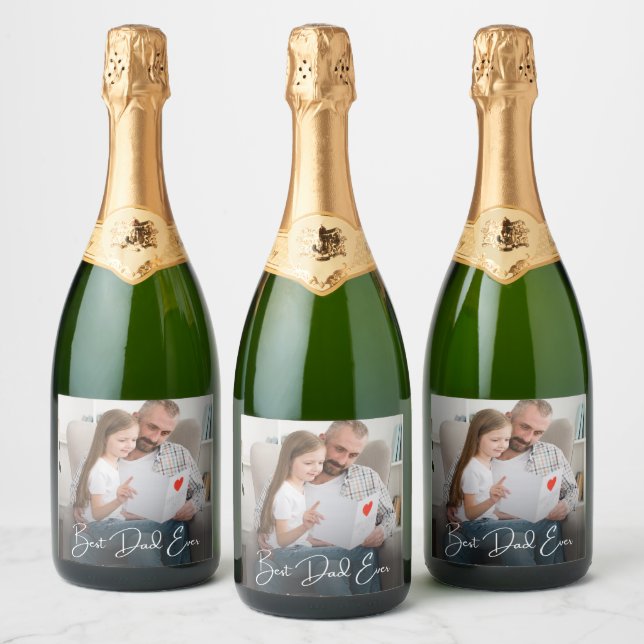 Best Dad Ever Personalised Photo Sparkling Wine Label (Bottles)