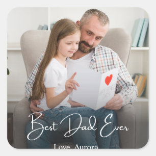 Best Dad Ever Personalised Photo Square Sticker
