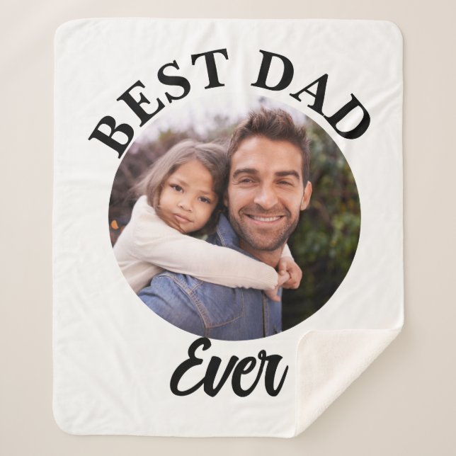 Best Dad Ever Personalised Photo Template Sherpa Blanket (Front)