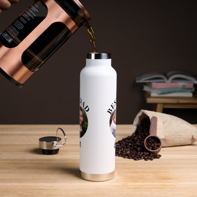 Best Dad Ever Personalised Photo Template Water Bottle (Coffee)