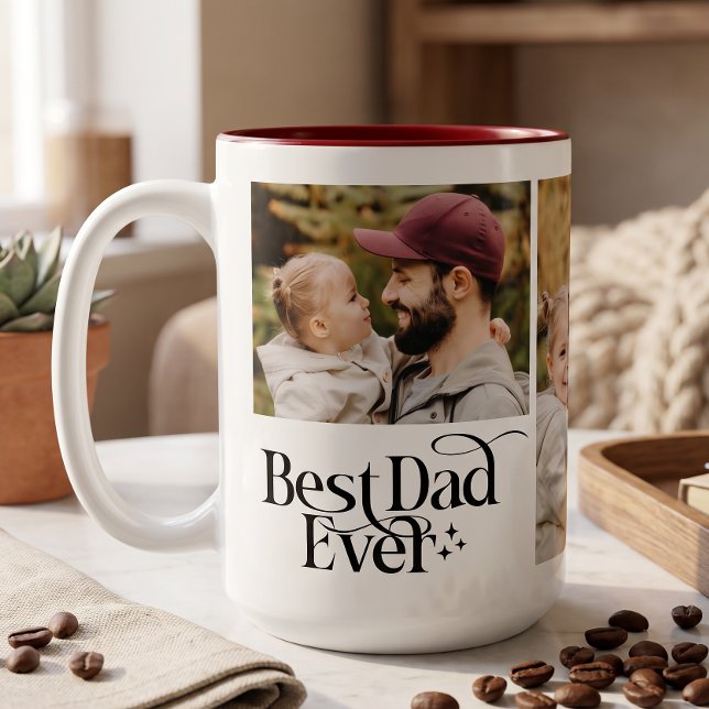 Best Dad Ever Personalised Photo Two-Tone Coffee Mug (Creator Uploaded)