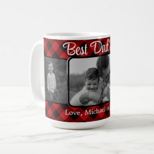 Best Dad ever personalised red Plaid pattern Coffee Mug