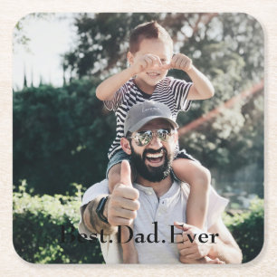 Best Dad Ever Personalized Photo Father's Day Square Paper Coaster