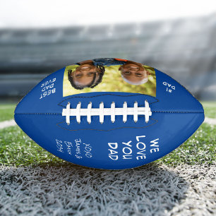Best Dad Ever Personalized Photo Names Blue Football