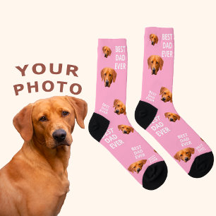 Best Dad Ever Pet Socks with Custom Photo and Text