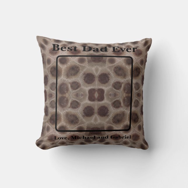 Best Dad Ever Petoskey Stone Michigan Great Lakes Cushion (Front)
