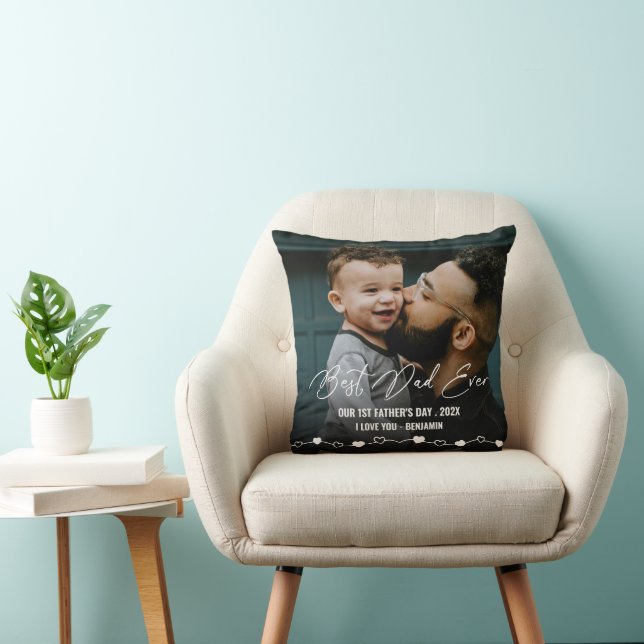 Best Dad Ever Photo 1st Fathers Day Cushion (Chair)