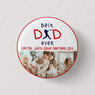 Best Dad Ever Photo Baseball Modern Fathers Day 3 Cm Round Badge
