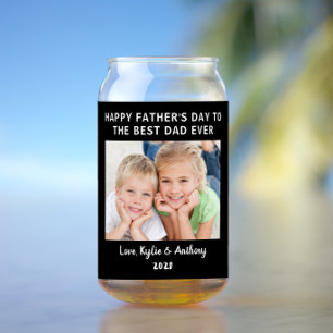 Best Dad Ever Photo Black Father's Day Can Glass