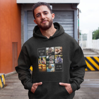 Best dad ever photo collage and text dark grey hoodie
