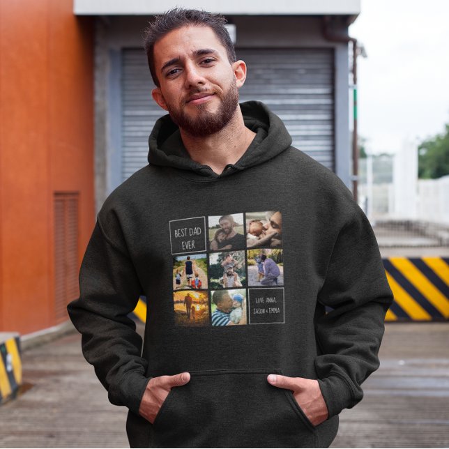 Best dad ever photo collage and text dark grey hoodie (Creator Uploaded)