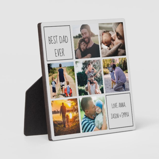 Best dad ever photo collage and text. We love dad  Plaque (Front)
