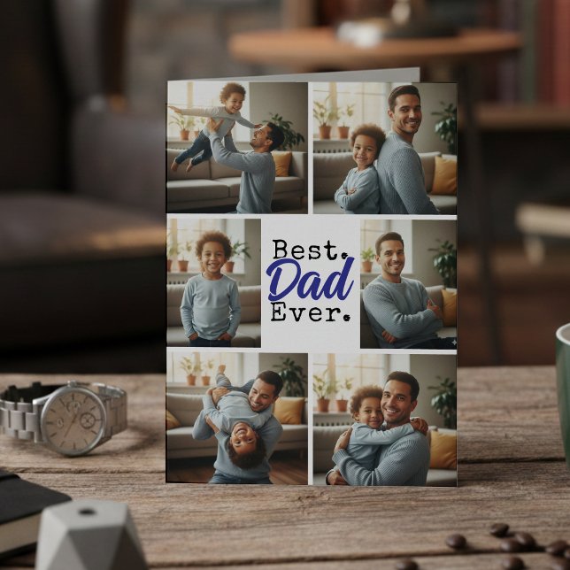 Best Dad Ever Photo Collage Birthday Father's Day Card (Creator Uploaded)