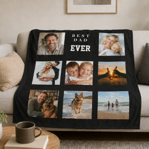 Best dad ever photo collage black father fleece blanket