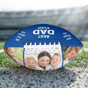 Best Dad Ever Photo Collage Blue Football