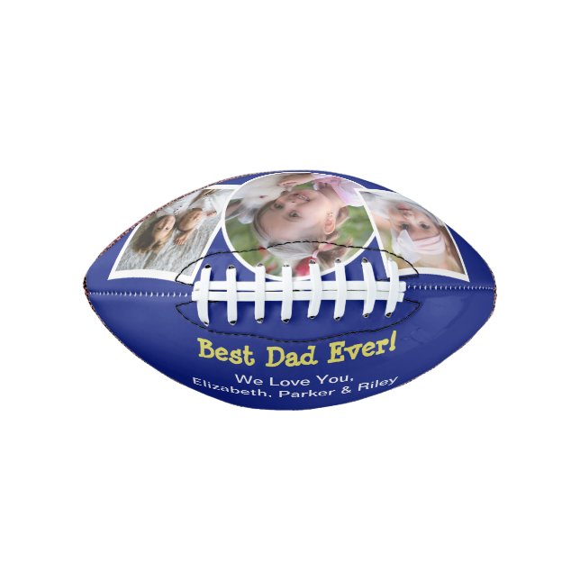 Best Dad Ever Photo Collage Blue Football (Front)