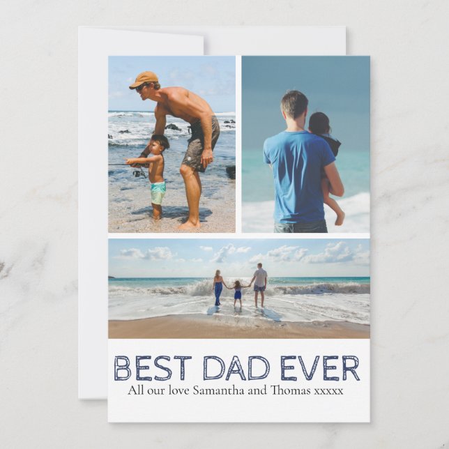 Best Dad Ever photo collage Cool text Holiday Card (Front)