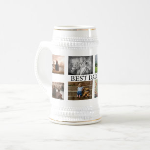 Best dad ever photo collage DIY fathers day Beer Stein