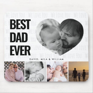Best Dad Ever Photo Collage Family Mouse Pad