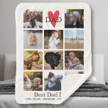 Best Dad Ever Photo Collage Father's Day Birthday Sherpa Blanket<br><div class="desc">Wrap your Dad or loved one in this super soft, super cosy sherpa fleece blanket. Design features 11 of your favourite photos - Perfect for uploading square Instagram photos. Centre square features a heart and "Mum" text but easily change to Mum, Grandma, etc. Also add custom text below such as...</div>