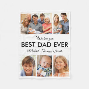Best Dad Ever Photo Collage Fathers Day Fleece Blanket