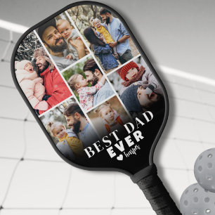 Best Dad Ever Photo Collage Fathers Day Pickleball Paddle
