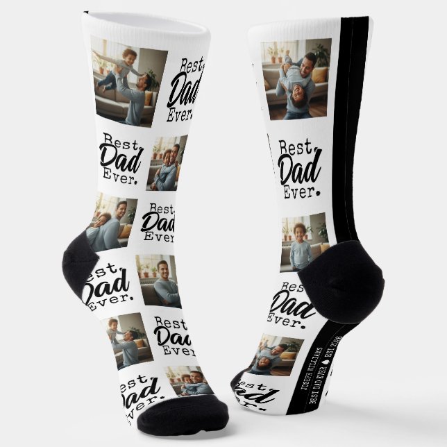 Best Dad Ever Photo Collage Father's Day Socks (Angled)
