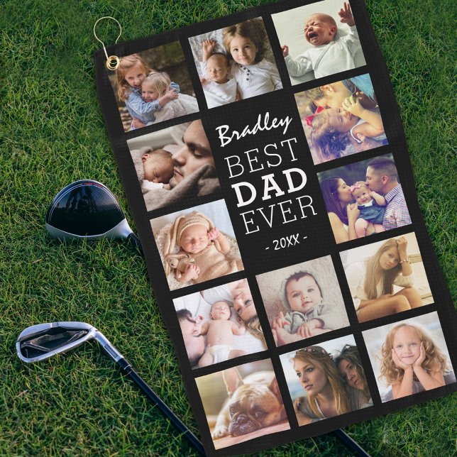 Best Dad Ever Photo Collage Golf Towel (Creator Uploaded)