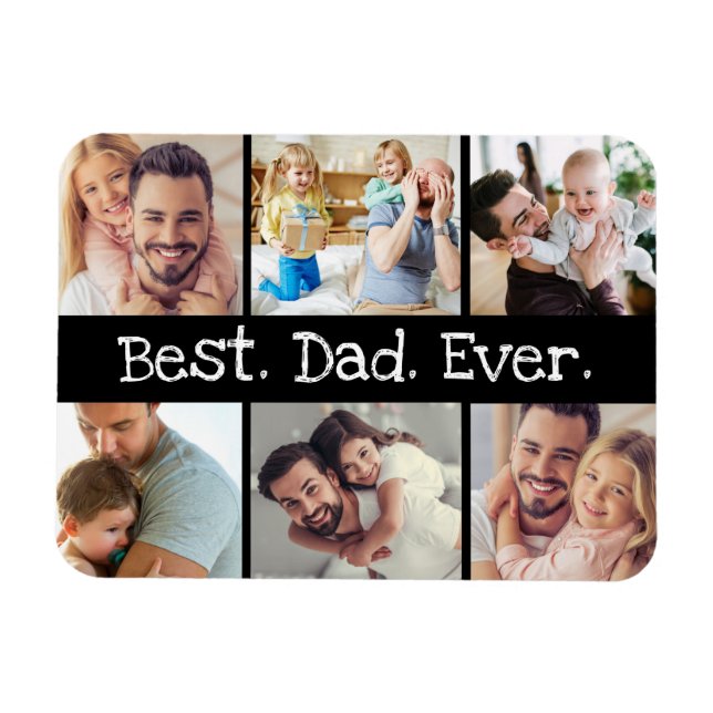 Best Dad Ever Photo Collage in Black and White Magnet (Horizontal)