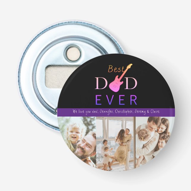 Best Dad Ever Photo Collage Modern Fathers Day Bottle Opener (Front)