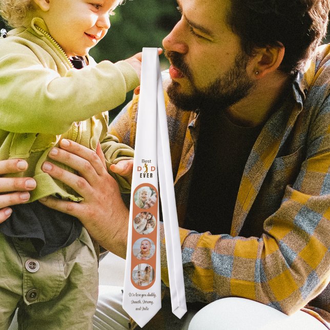 Best Dad Ever Photo Collage Modern Fathers Day  Tie (Creator Uploaded)
