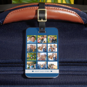 Best dad ever photo collage modern personalised  luggage tag
