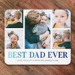 Best Dad Ever Photo Collage Mouse Pad<br><div class="desc">Custom dad mousepad featuring 5 cute photos of him and the kids,  the words "BEST DAD EVER" in a modern blue gradient font,  and the childrens names.</div>