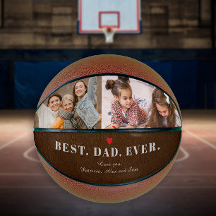 Best dad ever photo collage name personalised basketball