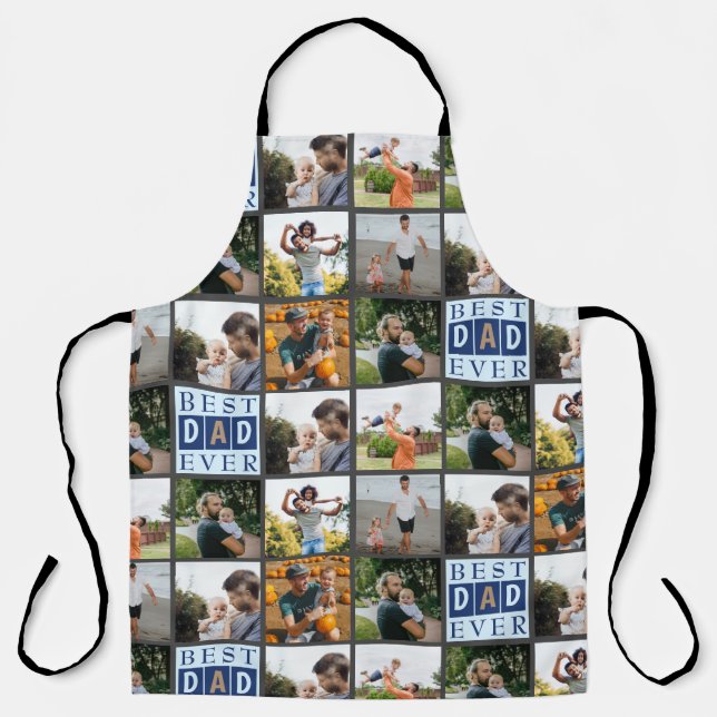 Best Dad Ever Photo Collage Pattern Apron (Front)