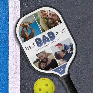 Best Dad Ever Photo Collage Pickleball Paddle