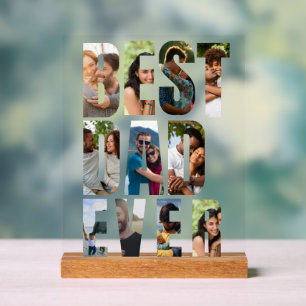 Best Dad Ever   Photo Collage Placeholder Template Acrylic Sign